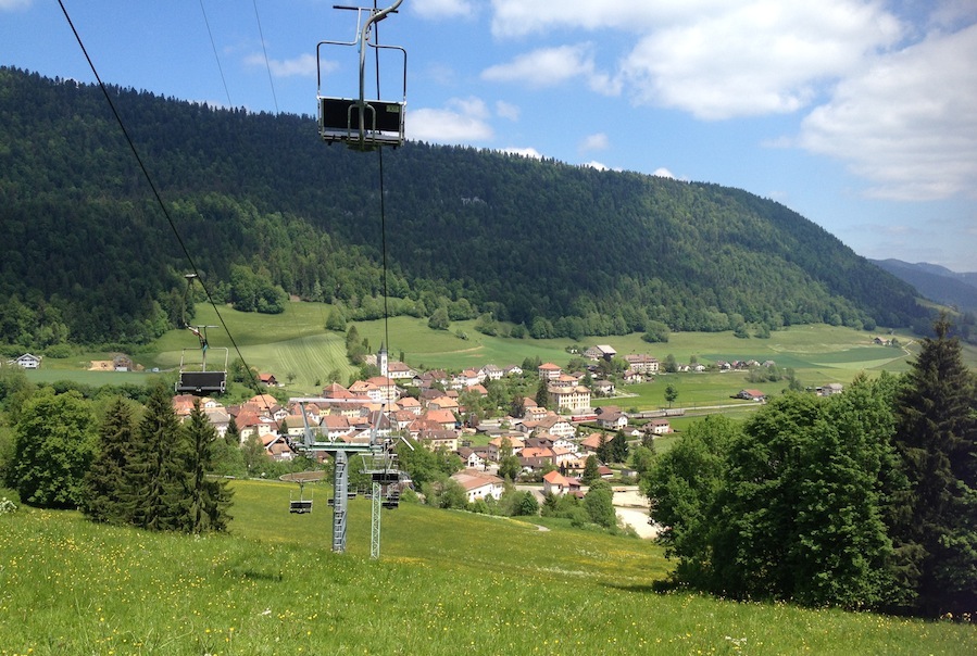 Sessellift von Buttes nach La Robella, Val-de-Travers 